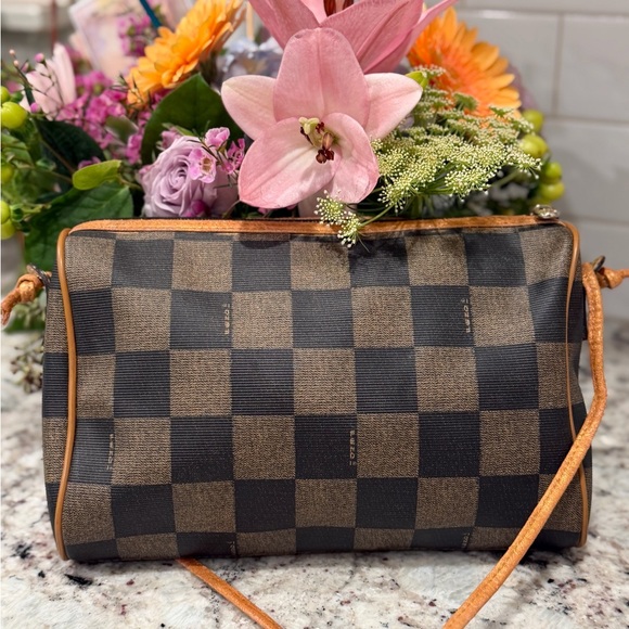 Fendi Black and Tan Checkered Crossbody Bag - Picture 10 of 15